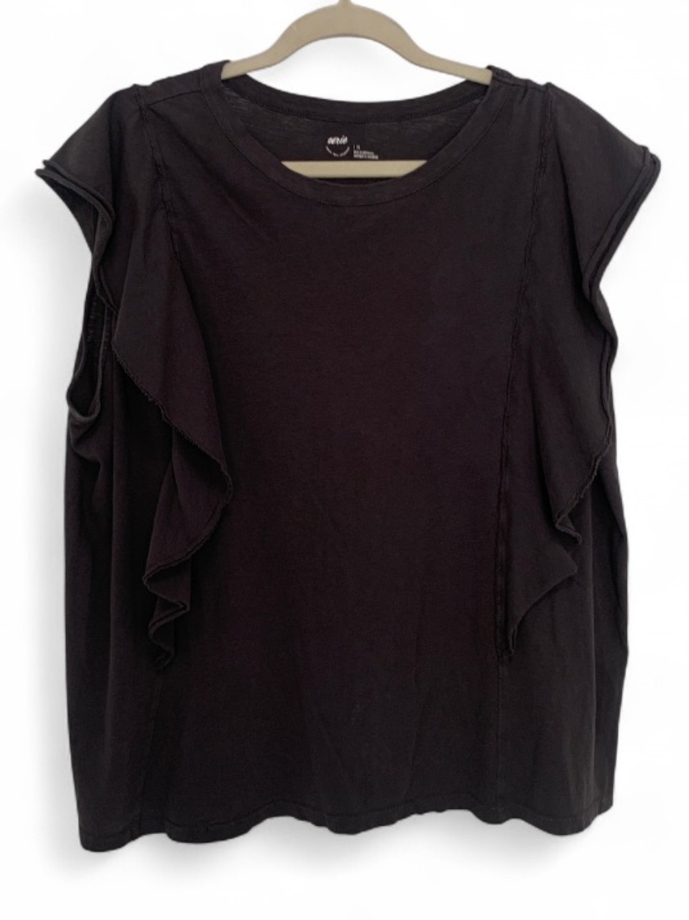 aerie Gray Cap Sleeve Oversized Ruffle Tee